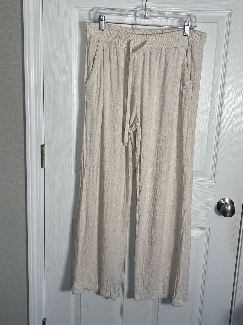 Sienna Sky Beige Pants with Elastic Waist. Size XL